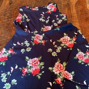 Navy Floral Fit and Flare retro dress Sz.4x